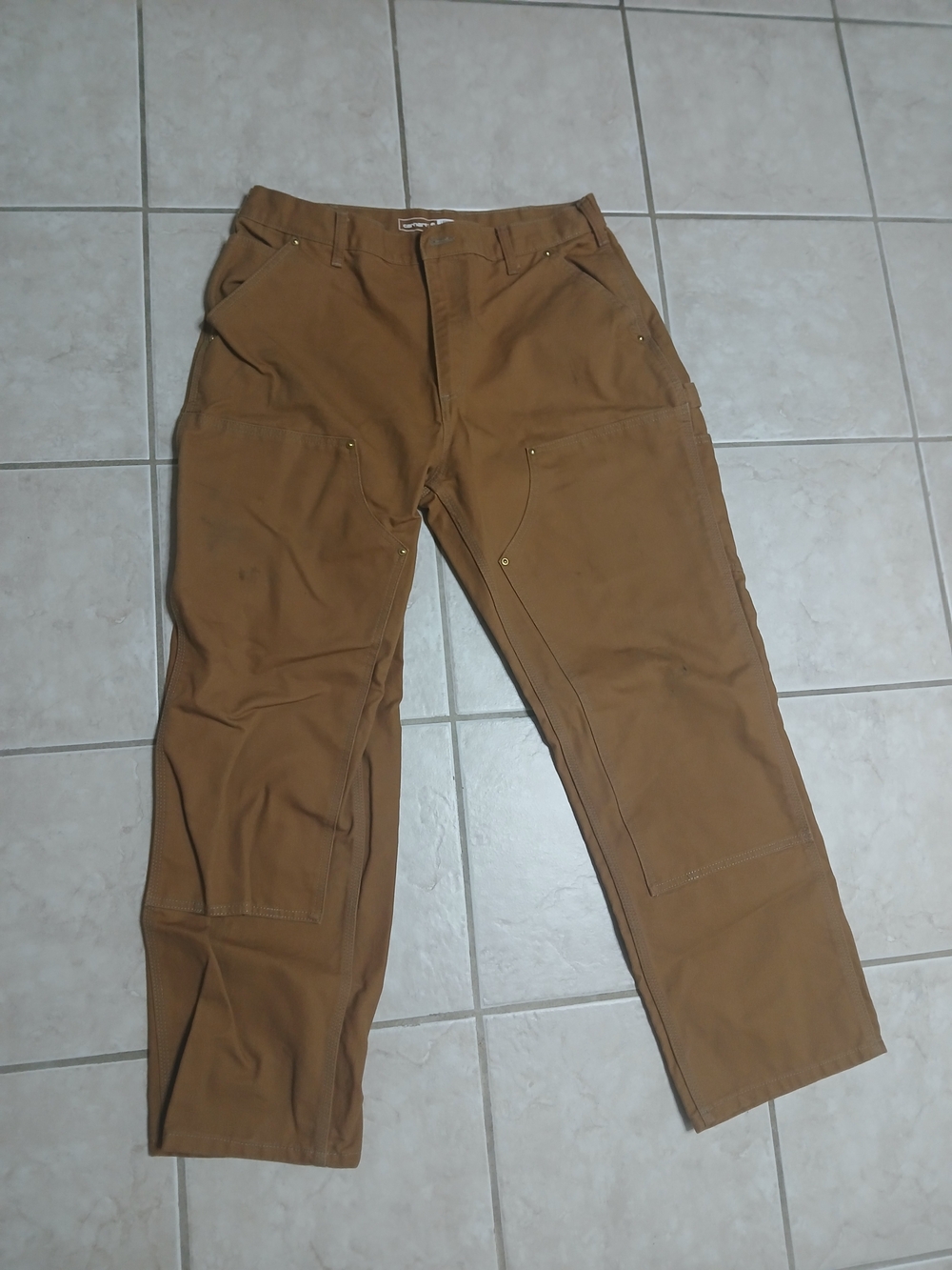 Men's Brown Work Pants with Reinforced Knees